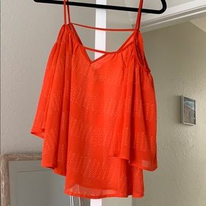 Gianni Bini Bright orange cold shoulder blouse